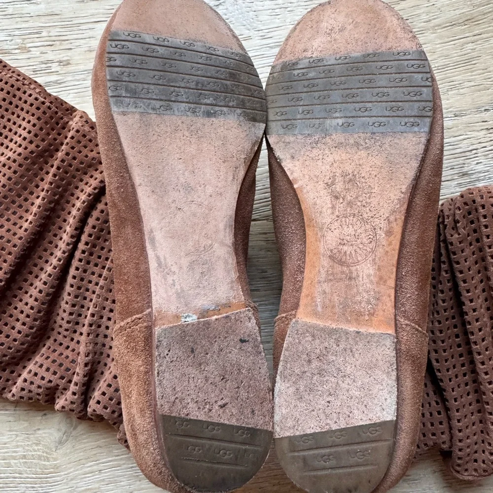 🔥UGG🔥 SUEDE CHESTNUT ABILENE Knee High Slouch Boots Sz 7.5 great cond pricefirm!